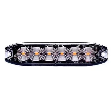 Lampa błyskowa/strobo pomarańczowa SLIM 6LED x 3W R65 R10, DC12V/24V