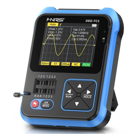 Oscyloskop 500kHz; Tester elementów; Generator sygnału DDS, FNIRSI DSO-TC3