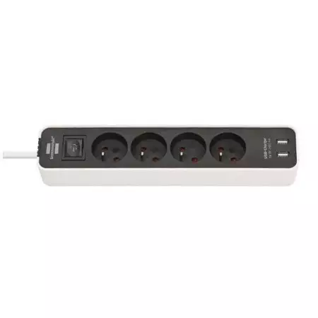Przedłużacz, listwa zasilająca Ecolor 4 gniazda + 2x USB, 1.5m, 16A, czarno-biały