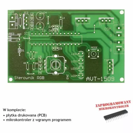 Sterownik RGB, PCB i mikroprocesor do projektu AVT1509