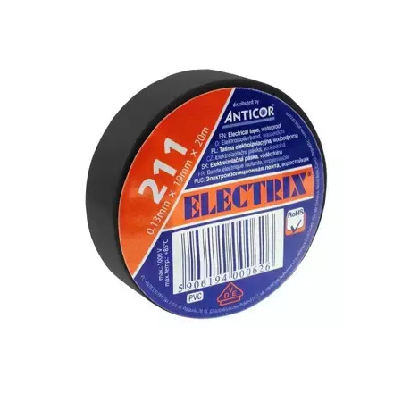 Taśma izolacyjna PVC ELECTRIX 211 19mm, czarna 20m