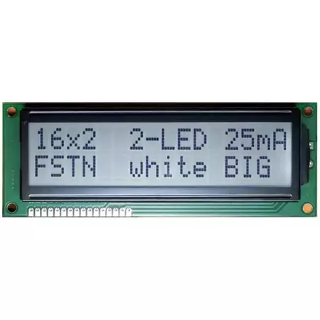 Wyświetlacz LCD alfanumeryczny 2x16 BIG LCD-PC-1602B-FHW K/W-2L