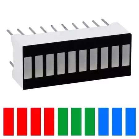 Wyświetlacz LED, linijka: 4x czerwony + 3x zielony + 3x niebieski