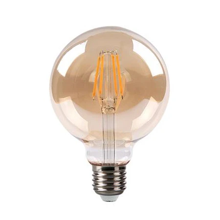 Żarówka LED E27 Filament 3-Dimmable G125 650lm 6W 2700K amber