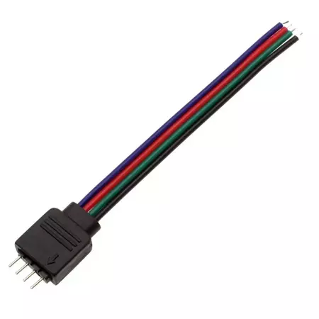 Złączka do taśm RGB z wtykiem do kontrolera, 4 piny, jednostronna